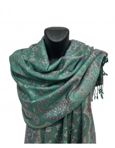 écharpe recto/verso pashmina vert menthe  - 1 2