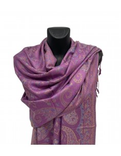 écharpe recto/verso pashmina rose  - 1 2
