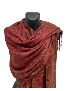 écharpe recto/verso pashmina rouge  - 1 2
