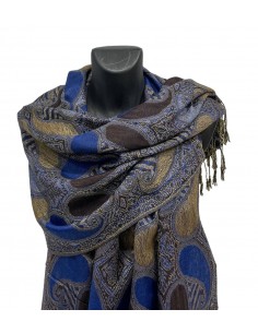 étole pashmina bleu  - 1 2