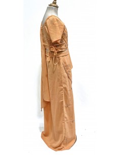 Lehenga choli enfant fille sari indien bollywood beige corail  - 1 2