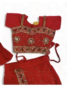 Lehenga choli enfant bebe fille sari indien bollywood rouge  - 1 2