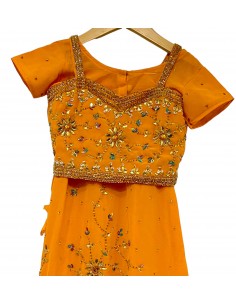 Lehenga choli enfant bebe fille sari indien bollywood Jaune  - 2 2