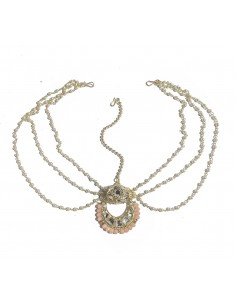 Bijoux de front Rajasthani Bora Rose pêche  - 1 2