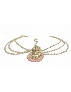 Bijoux de front Rajasthani Bora baby pink  - 1