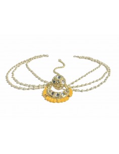 Bijoux de front Rajasthani Bora jaune  - 1
