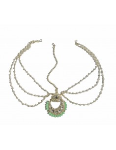 Bijoux de front Rajasthani Bora vert jade  - 1 2