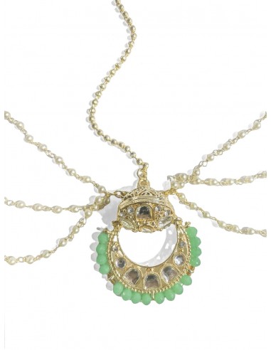 Bijoux de front Rajasthani Bora vert jade  - 3