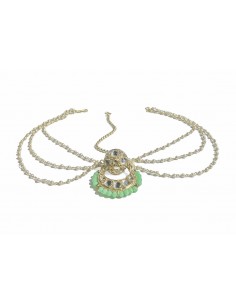 Bijoux de front Rajasthani Bora vert jade  - 1
