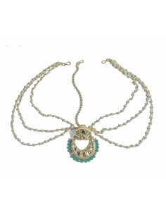Bijoux de front Rajasthani Bora vert émeraude  - 1 2