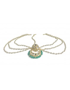 Bijoux de front Rajasthani Bora vert émeraude  - 1