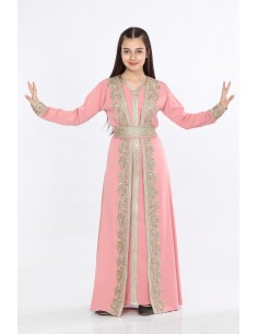 Caftan enfant fille Ados Kaftan Takchita corail JAN24  - 1 2