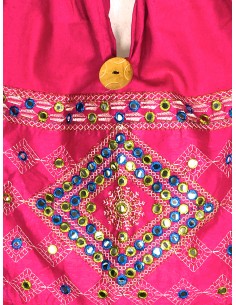 Sac ethnique brodé miroir rose 2