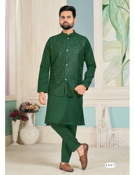 kurta Homme gilet indien Pakistanais Vert  - 1