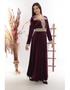 Caftan Prune Takchita abaya Robe oriental Pas cher J24 - 1 2