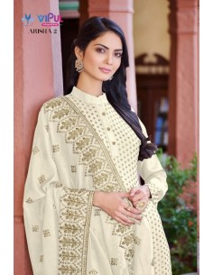 Tenue indienne salwar kameez churidar anarkali Vipul Blanc beige  - 1 2