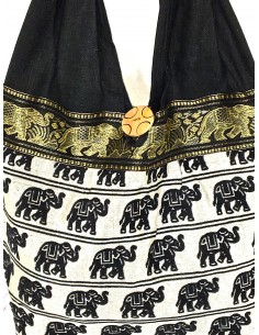 Sac à main motif éléphant noir 2