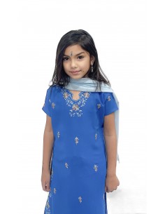 ensemble indienne enfant fille pas cher Bleu  - 1 2