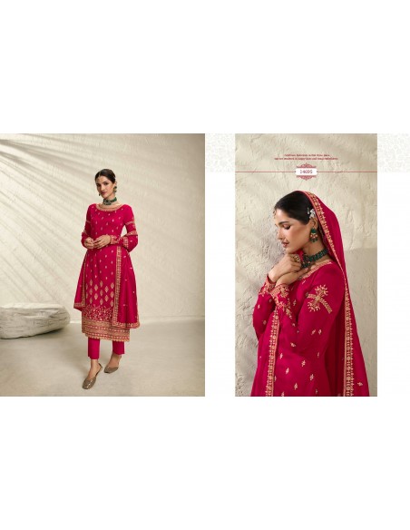 Robe indienne Pakistanaise salwar kameez churidar anarkali ZISA rose framboise  - 3