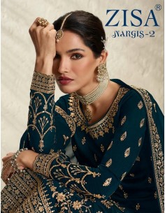Robe indienne Pakistanaise salwar kameez churidar anarkali ZISA Bleu marine  - 1 2