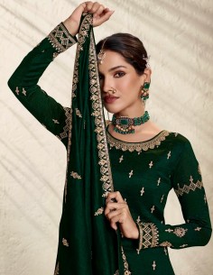 Robe indienne Pakistanaise salwar kameez churidar anarkali ZISA vert  - 1 2