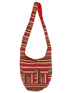 Sac besace ethnique rayé rouge