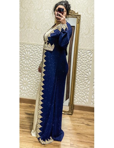Caftan Robe oriental pailletée bleu  - 5