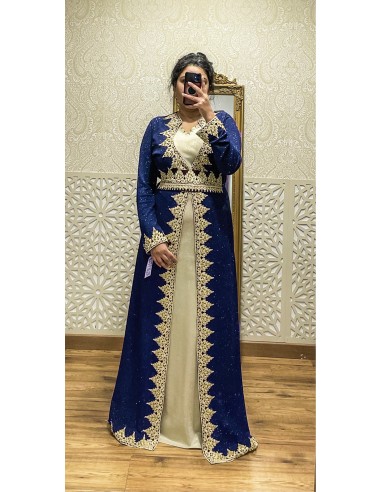 Caftan Robe oriental pailletée bleu  - 4