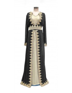 Caftan Robe oriental pailletée noir  - 1