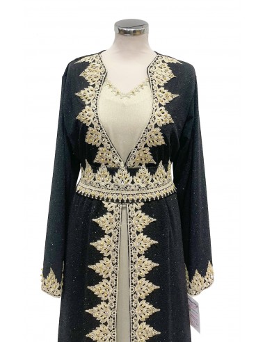 Caftan Robe oriental pailletée noir  - 2