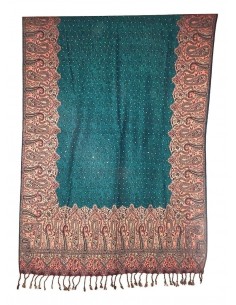 Pashmina perlé Bleu Vert 2