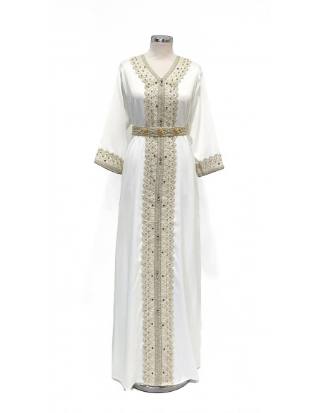 robe oriental Azhar avec cape burnous bordeaux  - 4