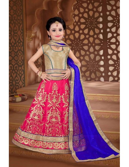 Lehenga choli fille Khushi corail Enfant ( Tenue indien fille et ga...