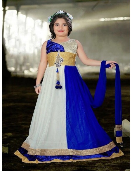 Salwar Kameez Style Robe de soirée fille Bleu Enfant ( Tenue indien...