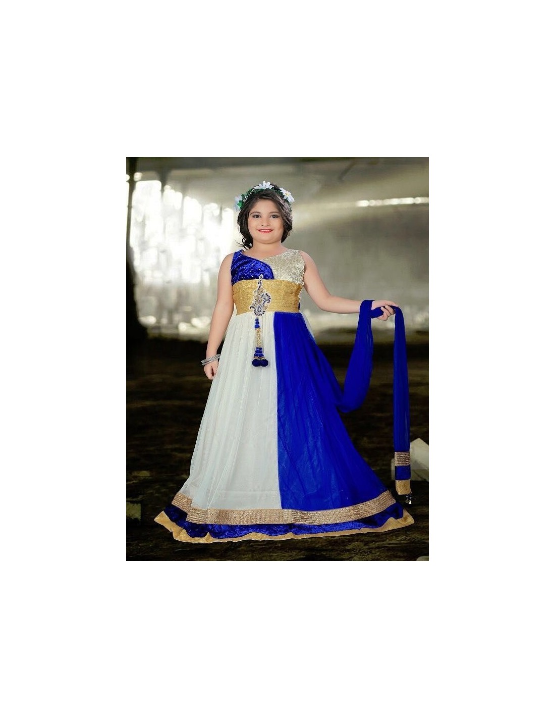 Salwar Kameez Style Robe de soirée fille Bleu Enfant ( Tenue indien...