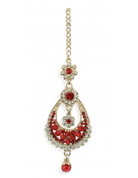 Tikka Bijoux de tête dore et rouge  - 1