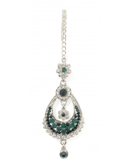 Tikka Bijoux de tête argenté et vert  - 1