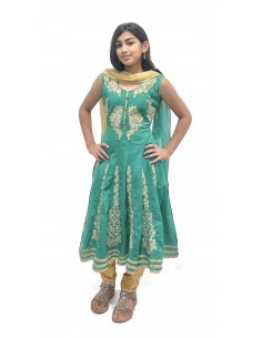 Robe indienne enfant fille pas cher vert Deepa  - 2