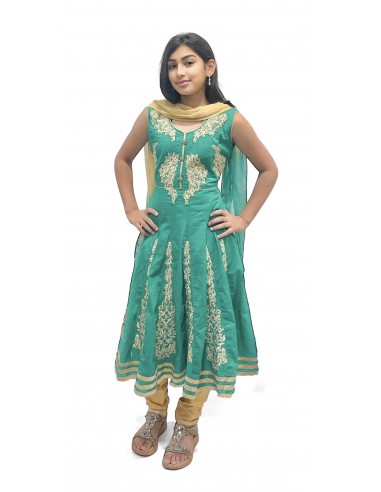 Robe indienne enfant fille pas cher vert Deepa  - 2