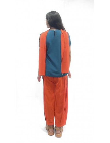 Robe indienne enfant fille pas cher Bleu/orange Deepa  - 3