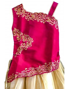 Tenue indienne sari fille Rose 2