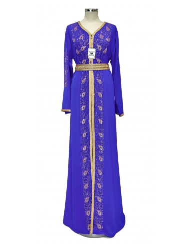 Caftan Takchita Robe oriental Leyla Bleu royal dore J24  - 1