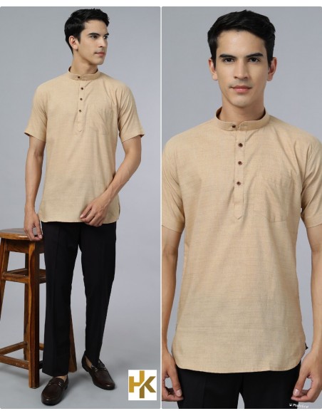 Tunique indien Kurti homme tenue Bollywood Banwari Beige  - 1