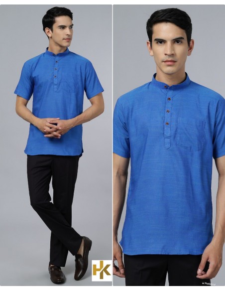 Tunique indien Kurti homme tenue Bollywood Banwari Bleu  - 1