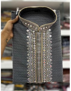 kurta Homme indien Bollywood Haute Gamme UTSAV Gris  - 1 2