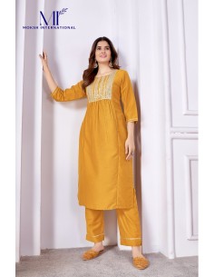 Tenue indienne pakistanaise anarkali Salwar kameez Mukesh Rangoli Saffron  - 1 2