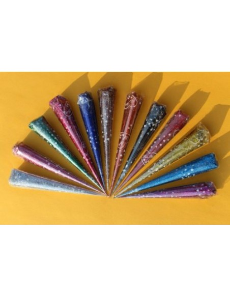 Cone de paillettes Multicouleur pour Henné Bazar indien