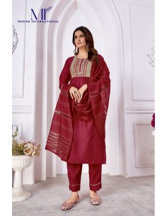 Tenue indienne pakistanaise anarkali Salwar kameez Mukesh Rangoli Rouge  - 1 2