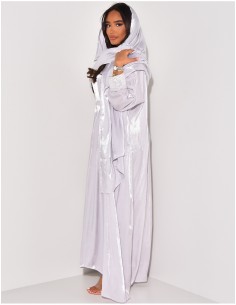 Abaya Ensemble 3 PIÈCES Robe , kimono et voile blanc  - 1 2