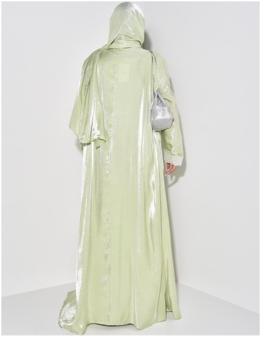 Abaya Douai Ensemble 3 PIÈCES Robe , kimono et voile Vert  - 4